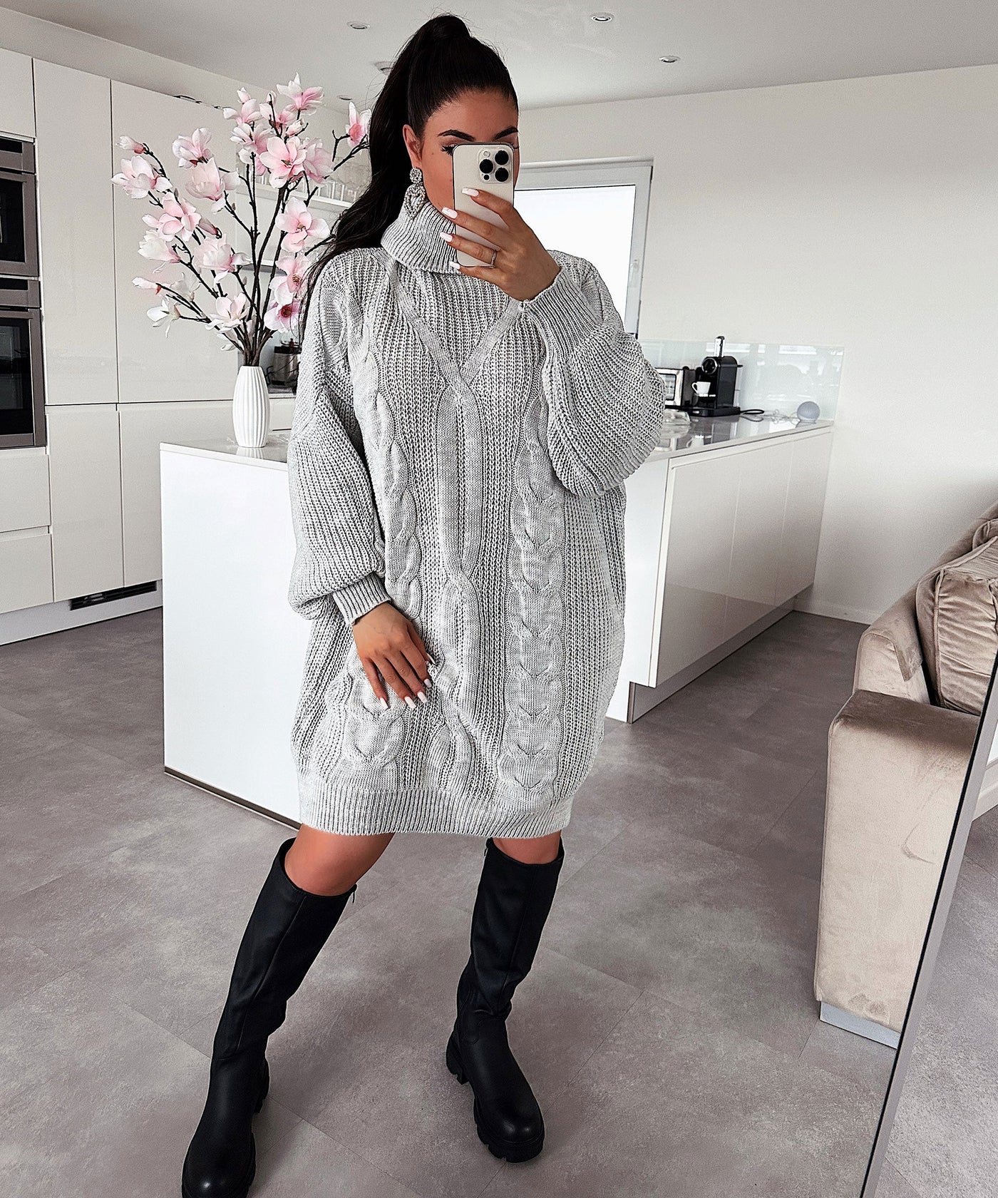 Sophie Light Grey Knitted Dress