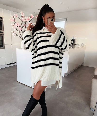 Oversize Sweater Elsa Stripes White