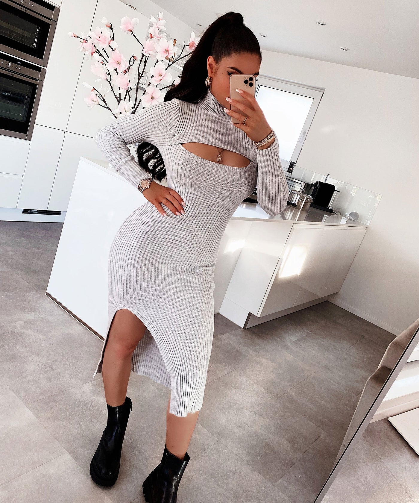 Knitted Dress Leyre Light Grey