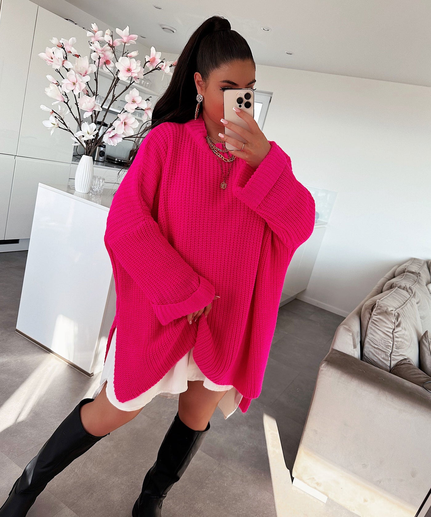 Oversize sweater Elsa neon pink