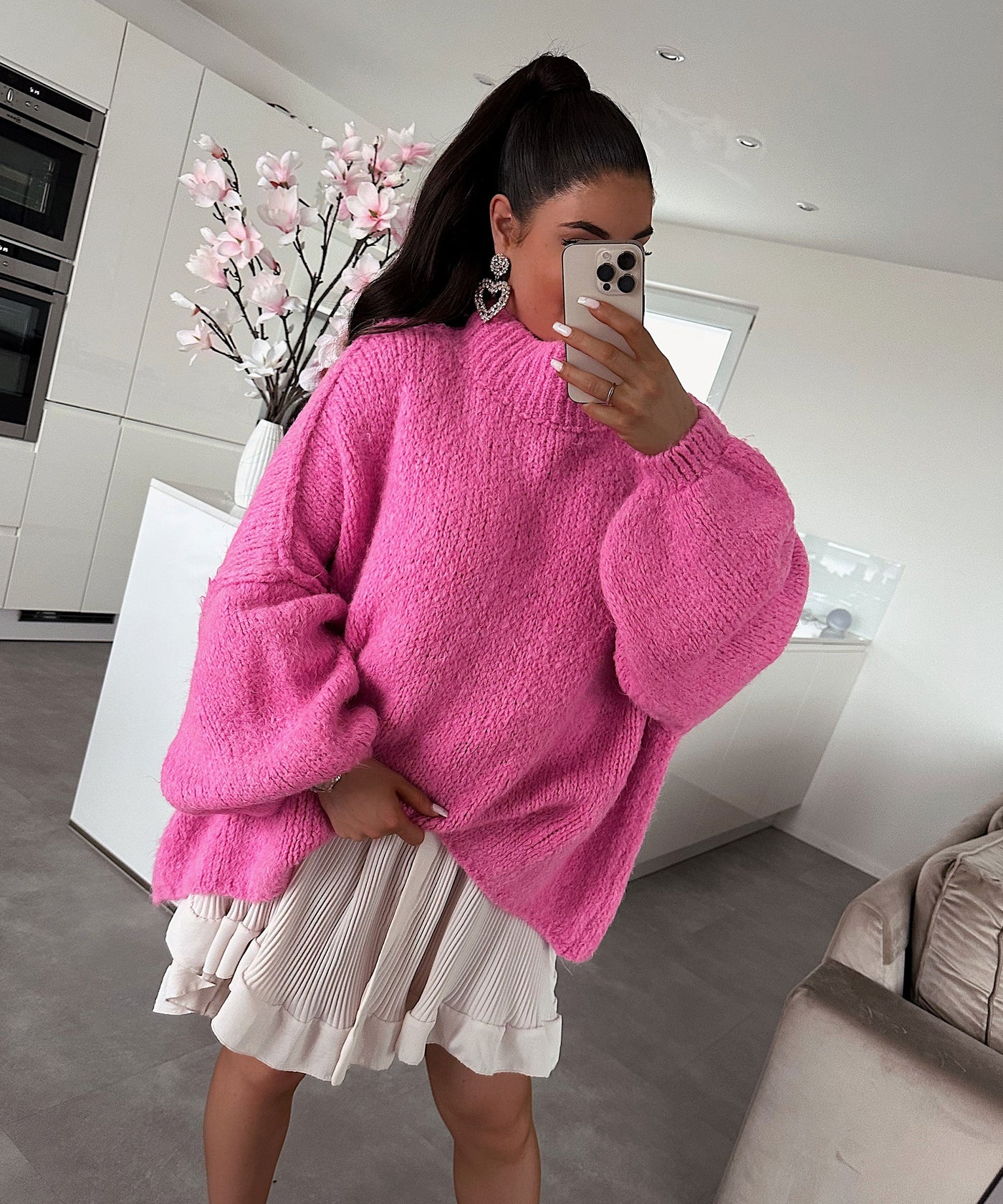 Oversized sweater Nata Fuchsia Pink