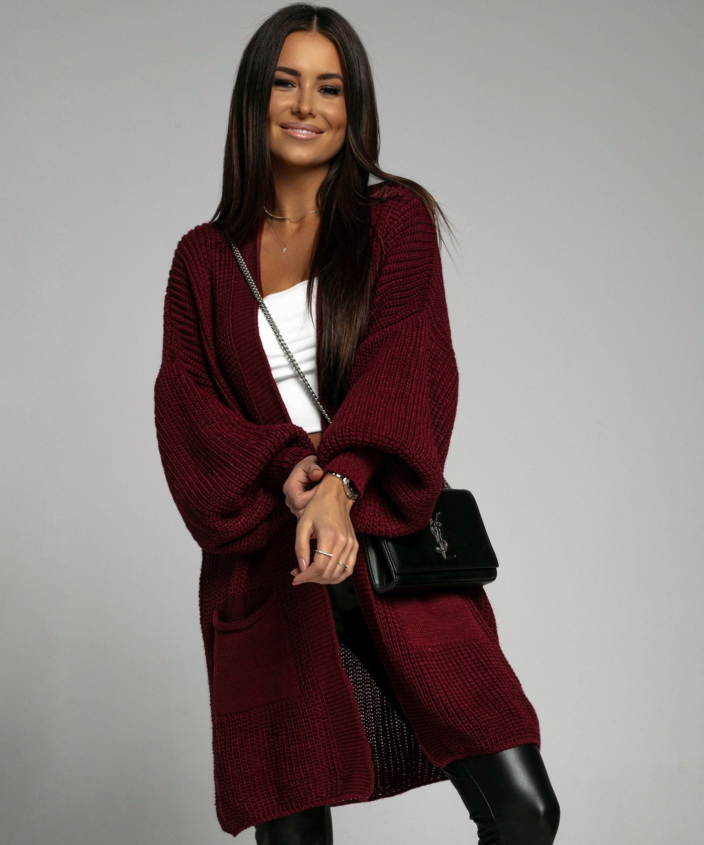 Cardigan Leilani Short Wine Red